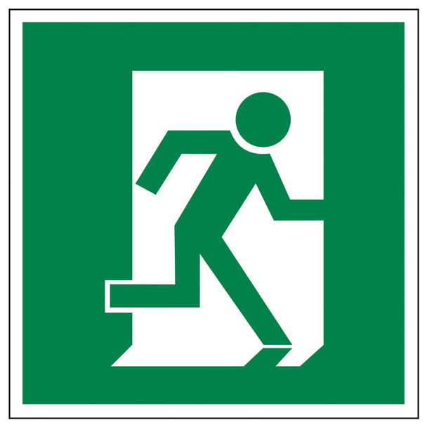 Señalización de rescate icono salida emergencia salida figura puerta
 - Vector, imagen