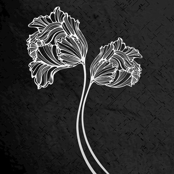 eingravierter Hintergrund mit abstrakten Tulpen - Vektor, Bild