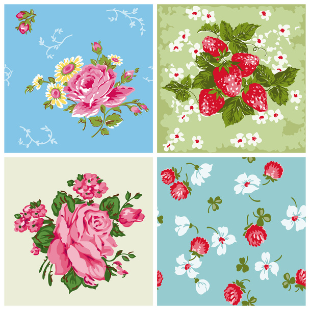 Set of Seamless Vintage Floral backgrounds - for scrapbook - Vektör, Görsel