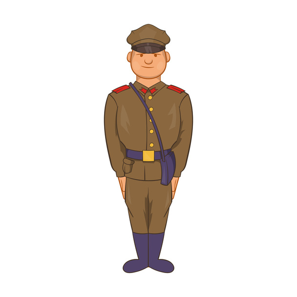 A man in army uniform icon, cartoon style - Vector, Imagen