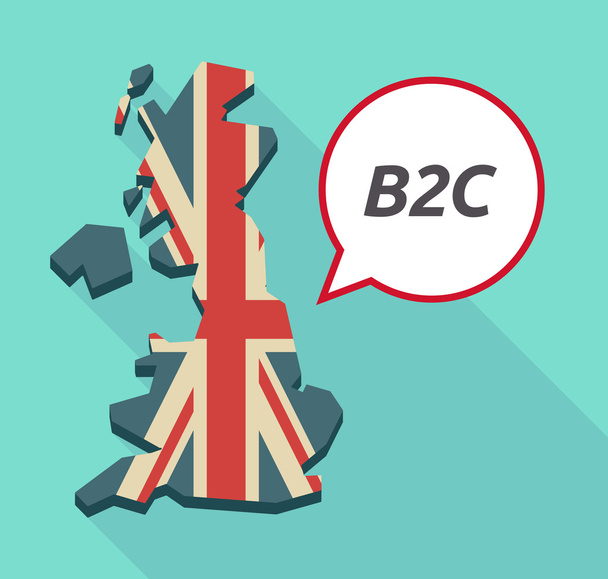 Hosszú árnyék-Egyesült Királyság Térkép B2c szöveggel - Vektor, kép