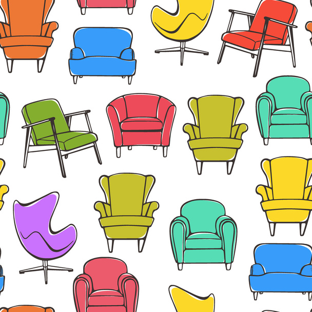 Chairs seamless pattern - Διάνυσμα, εικόνα
