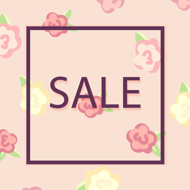 Vector floral background with text sale - Vektori, kuva