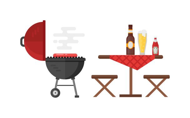 Ketel barbecue grill vector illustratie. - Vector, afbeelding