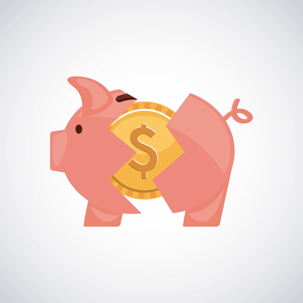 piggy with money  icon design - Vector, Image