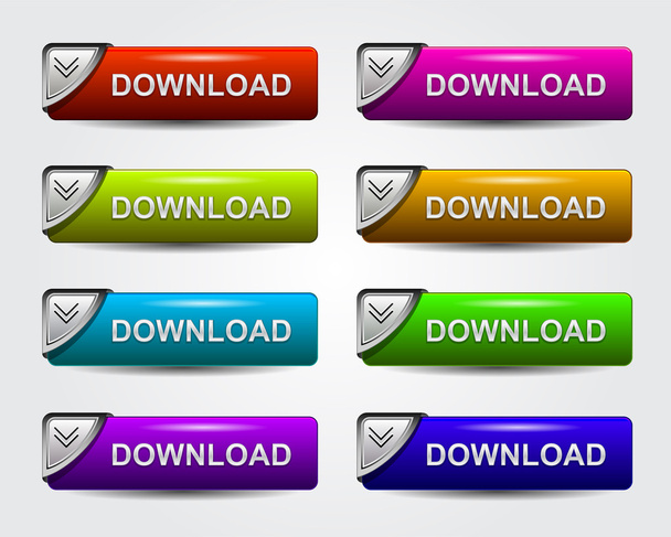 glossy download buttons set - Vector, afbeelding