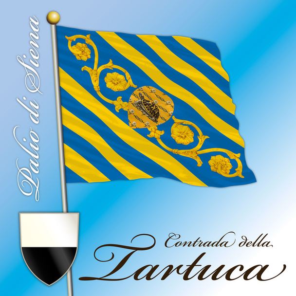 Flaga contrada tortuca, palio, Siena, Włochy - Wektor, obraz