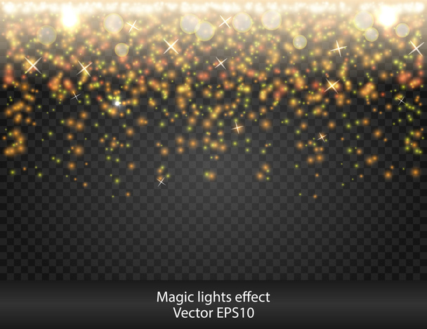 Speciaal effect lichte gloed, flare, sterren. Vuurwerk. Geïsoleerde vonk. Echt transparantie. - Vector, afbeelding