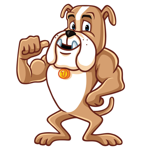 Bulldog Cartoon Mascot Character - Vector, Image