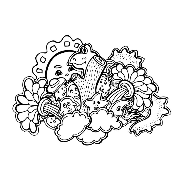 Coloring book page for adult and kids.  - Vector, Image