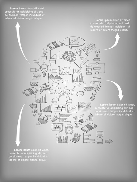 Creative human brain with Creative business, technology and strategy planning web icons Idea, Vector Illustration EPS 10. - Vektör, Görsel