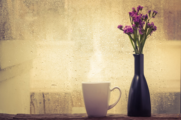 filiżanka kawy z kwiatem - Zdjęcie, obraz