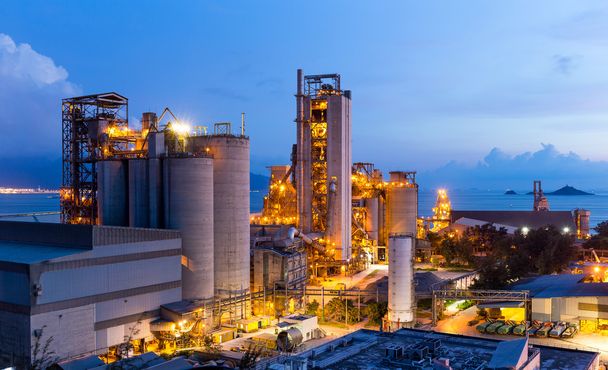 industrial cement factory at night - Photo, Image