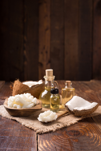 coconut oil and fresh coconut - Photo, Image