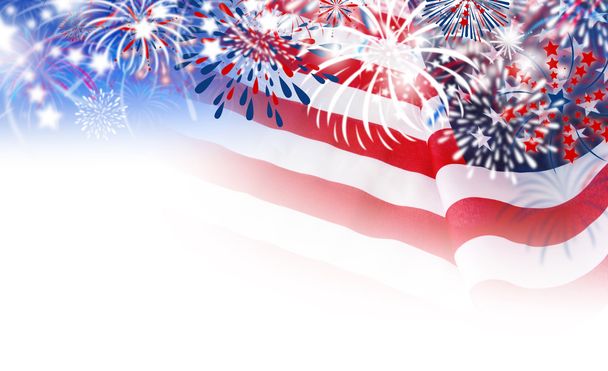 Flaga USA z fajerwerków na białym tle - Zdjęcie, obraz