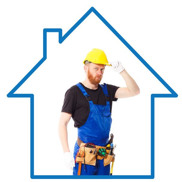 Man builder in the blue uniform - Photo, Image