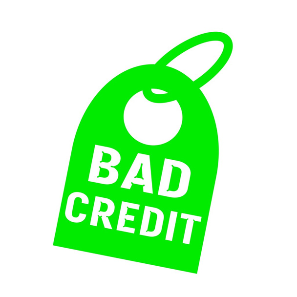 rossz hitel fehér megfogalmazása a zöld háttér kulcstartó - Fotó, kép