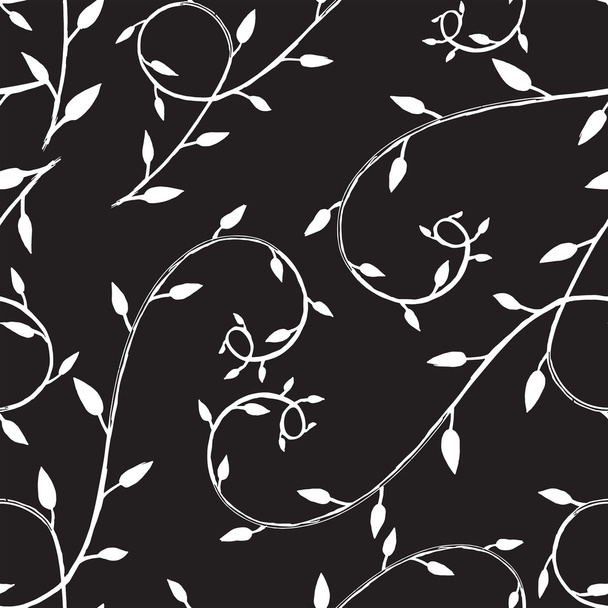 decorative branch black and white pattern  - Vector, Image