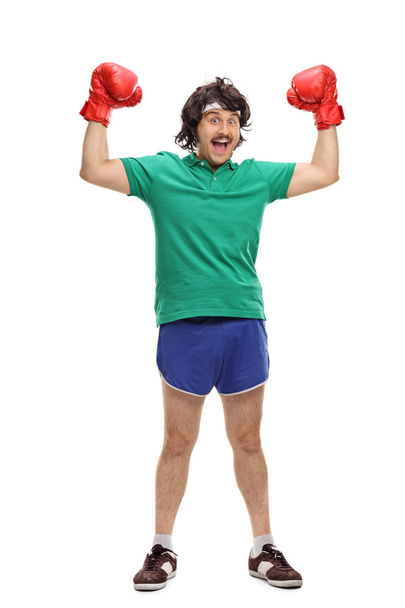 Retro boxer with red boxing gloves  - Φωτογραφία, εικόνα