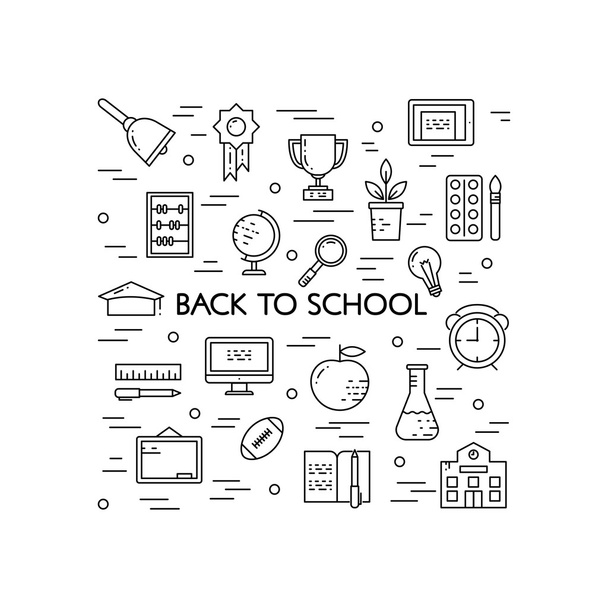 Illustration of symbols school objects and college items. Design - Vector, Image
