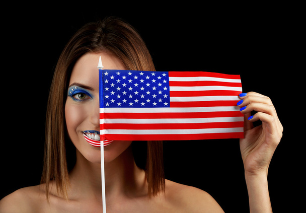 girl with USA makeup - Zdjęcie, obraz