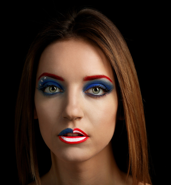girl with USA makeup - Φωτογραφία, εικόνα