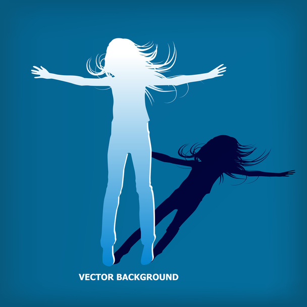 Abstract silhouette girl which jump background - Photo, Image