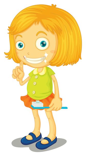 ein Mädchen beim Zähneputzen - Vektor, Bild