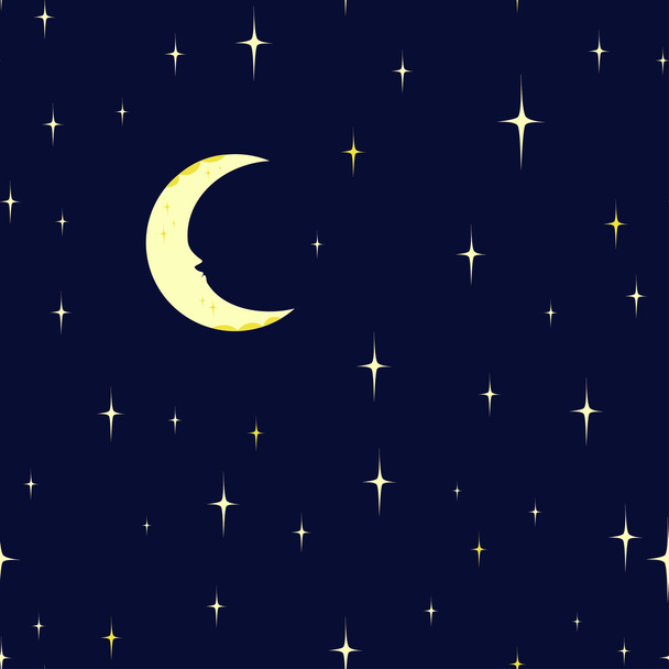 Seamless pattern starry night sky and moon. - Vector, Image