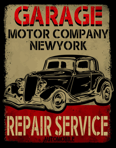 Vintage car tee graphic design - Vector, Image