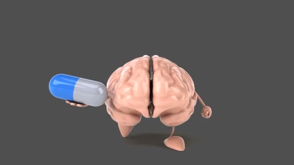 Zabawna kreskówka mózg - Materiał filmowy, wideo