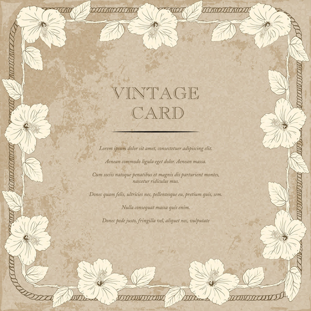 congratulations card design template with hibiscus flowers. Vector illustration. - Vector, Imagen