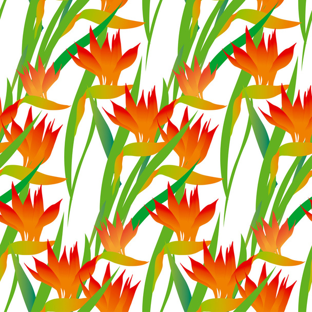 тропічний екзотичний квітковий безшовний візерунок. Стреліція вектор ілюзія
 - Вектор, зображення