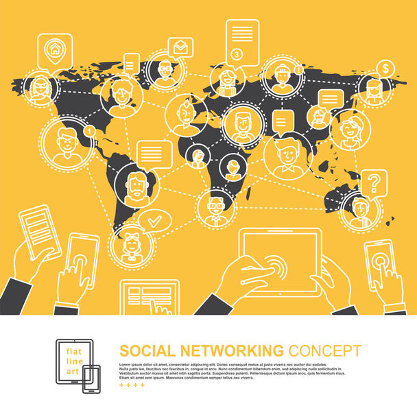 sosyal ağ kavramı  - Vektör, Görsel