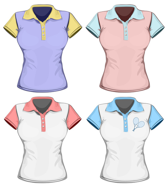 Women's different color polo-shirts - Vetor, Imagem