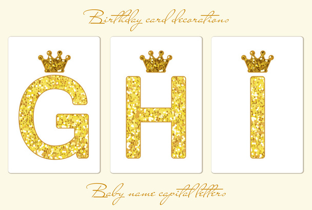 arany csillogó betűk koronával - Vektor, kép