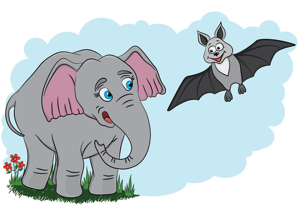 Słoń i bat - Wektor, obraz
