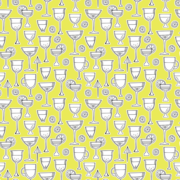 Different cartoon glasses. Monochrome Vector seamless pattern. - Vector, afbeelding