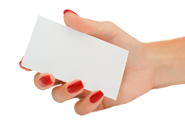 Nice female hand holding a blank bisness - Photo, Image