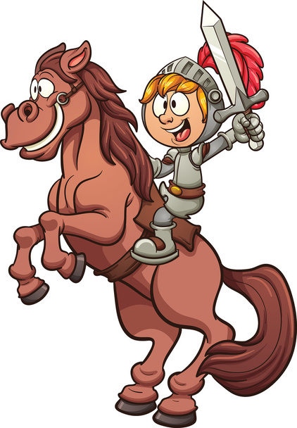 Knight riding a horse - Vector, Image