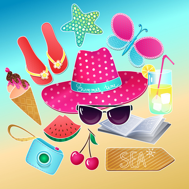Summer set.Vector collection with summer holiday elements. - Vector, Image