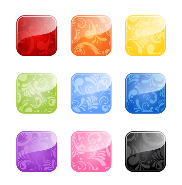 Glossy blank buttons in color variations - Vetor, Imagem