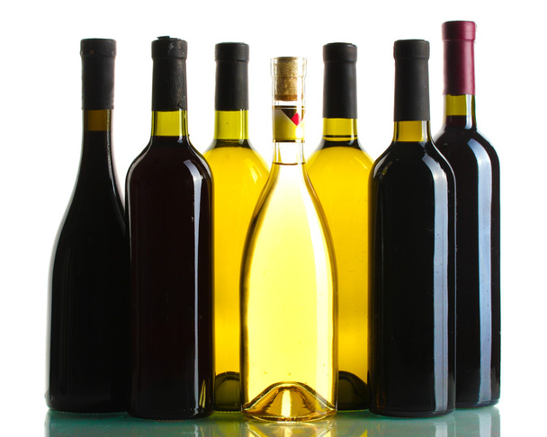 Bottles of wine isolated on white - Photo, image