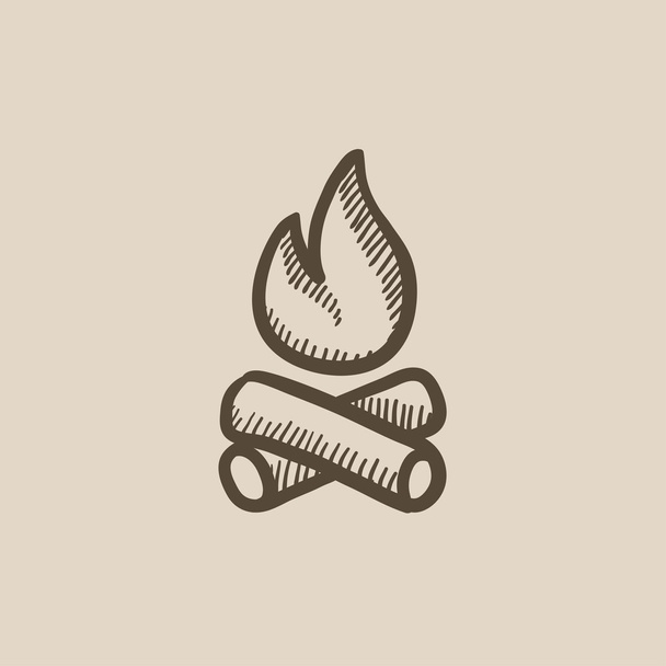 Campfire sketch icon. - Vektor, obrázek
