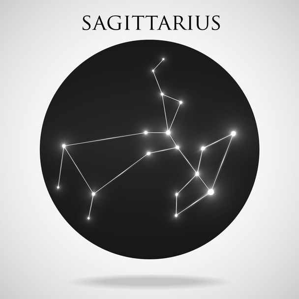 Constellation sagittarius zodiac sign isolated on white background - Διάνυσμα, εικόνα