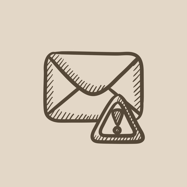 Envelope mail with warning signal sketch icon. - Vector, Imagen
