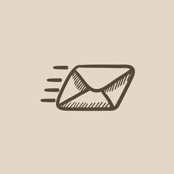 Flying email sketch icon. - Vector, Imagen