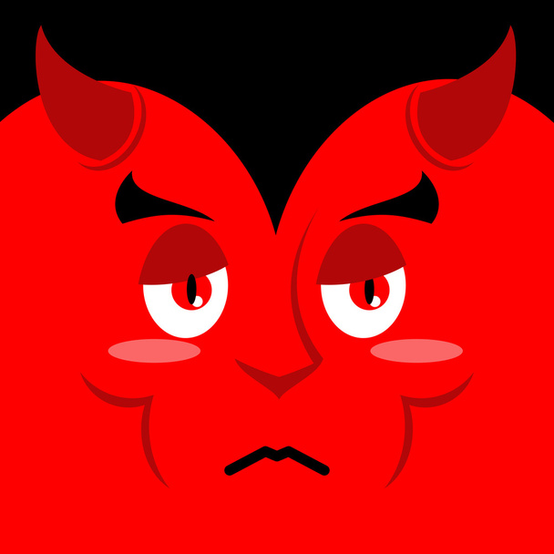Devil sad. Sadness emotion on red background. Demon pessimist. S - Vettoriali, immagini