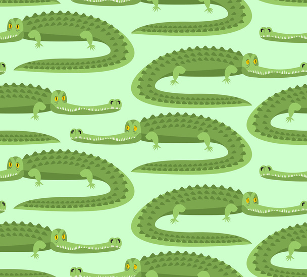 Crocodile seamless pattern. Good caiman ornament. Wild animal. G - Vettoriali, immagini
