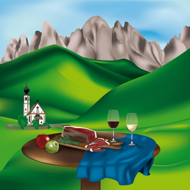 krajobraz Dolomitów - Wektor, obraz